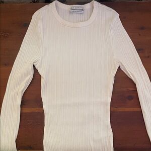 Urban Outfitters Ribbed Long Sleeve Top Cream XS